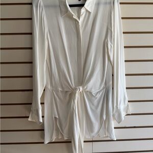 Donna Karan White Blouse with Tie Detail